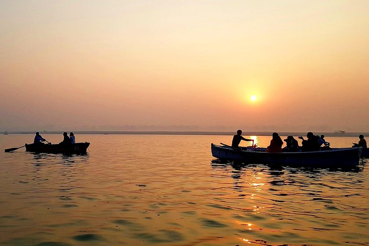 Stone ghat steps leading down to the Ganges in Varanasi